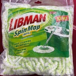 Libman Spin Mop Refill Deep Cleaning‎ Microfiber Machine Washable White  1164